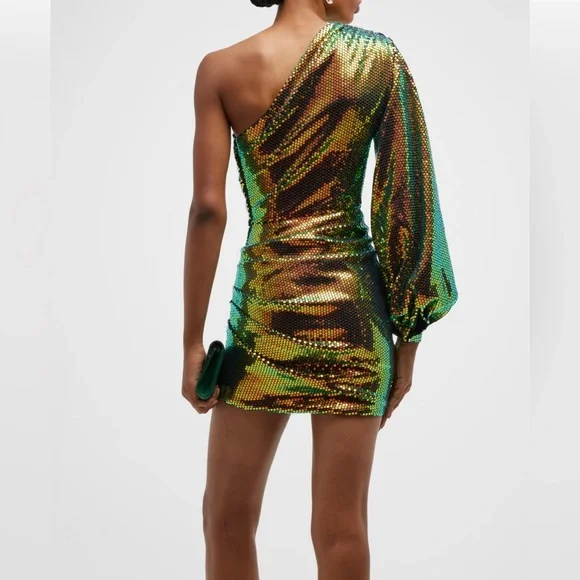 Bronx and Banco Galaxy Petrol One Shoulder Sequin Dress